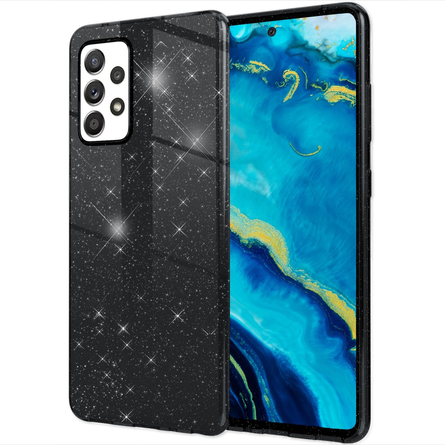 NALIA Glitzerhülle für Samsung Galaxy A33 – Funkelnder Glitzer-Look & Grip – SHINEPOP (Silikon Case) – Marke aus Berlin