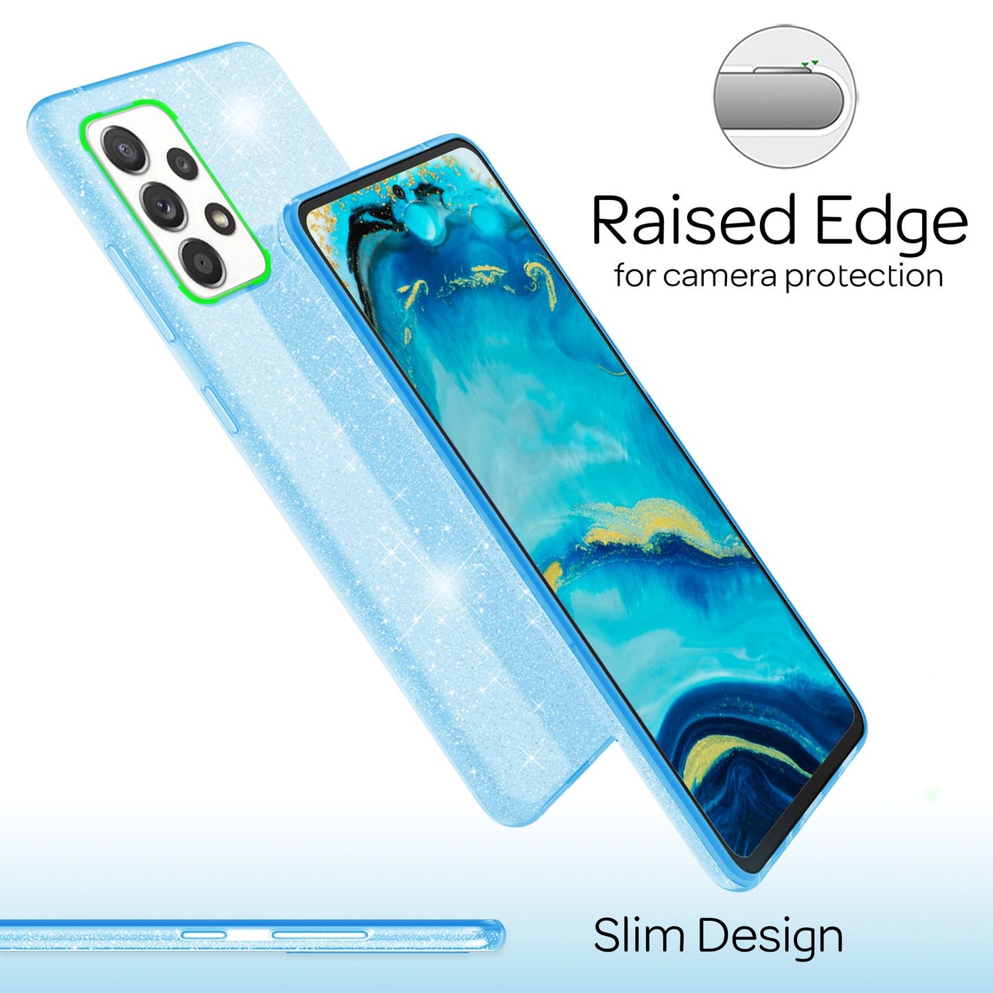 NALIA Glitzerhülle für Samsung Galaxy A33 – Funkelnder Glitzer-Look & Grip – SHINEPOP (Silikon Case) – Marke aus Berlin