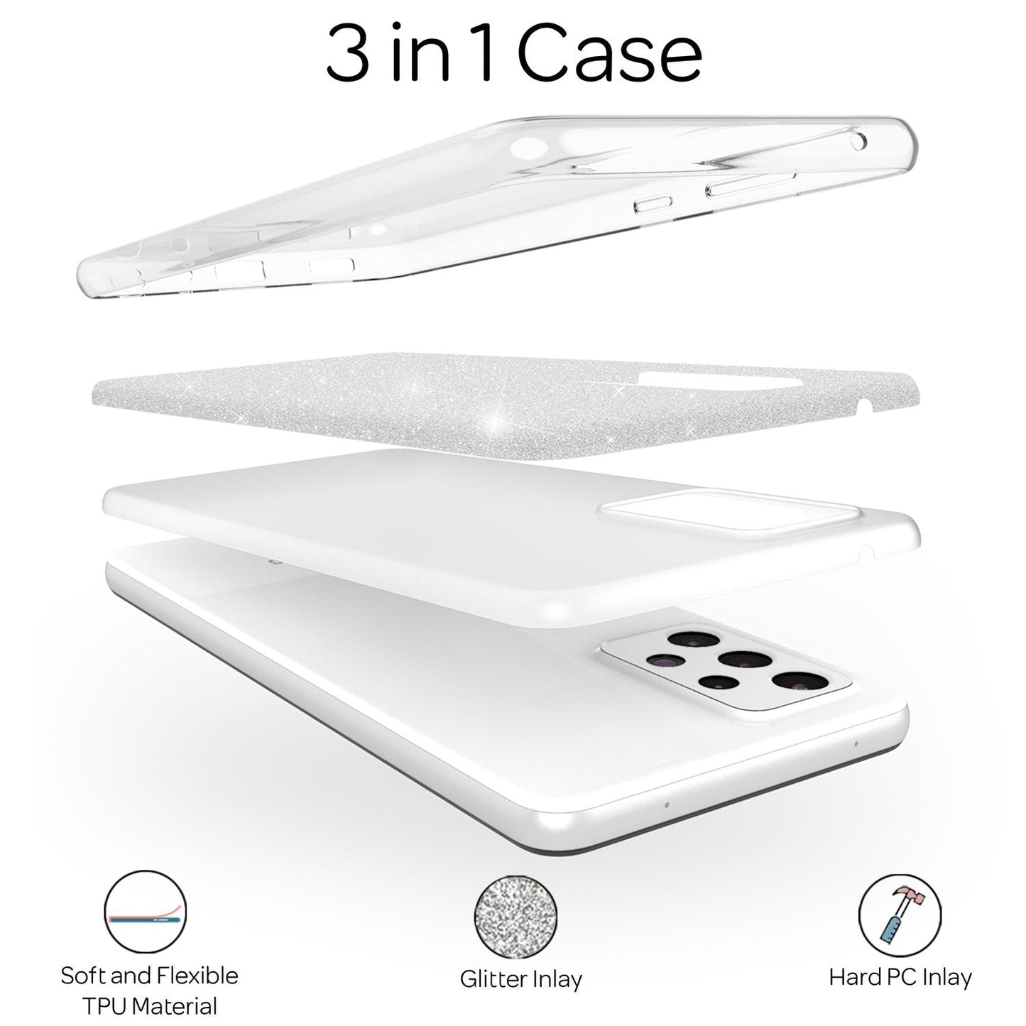 NALIA Glitzerhülle für Samsung Galaxy A33 – Funkelnder Glitzer-Look & Grip – SHINEPOP (Silikon Case) – Marke aus Berlin