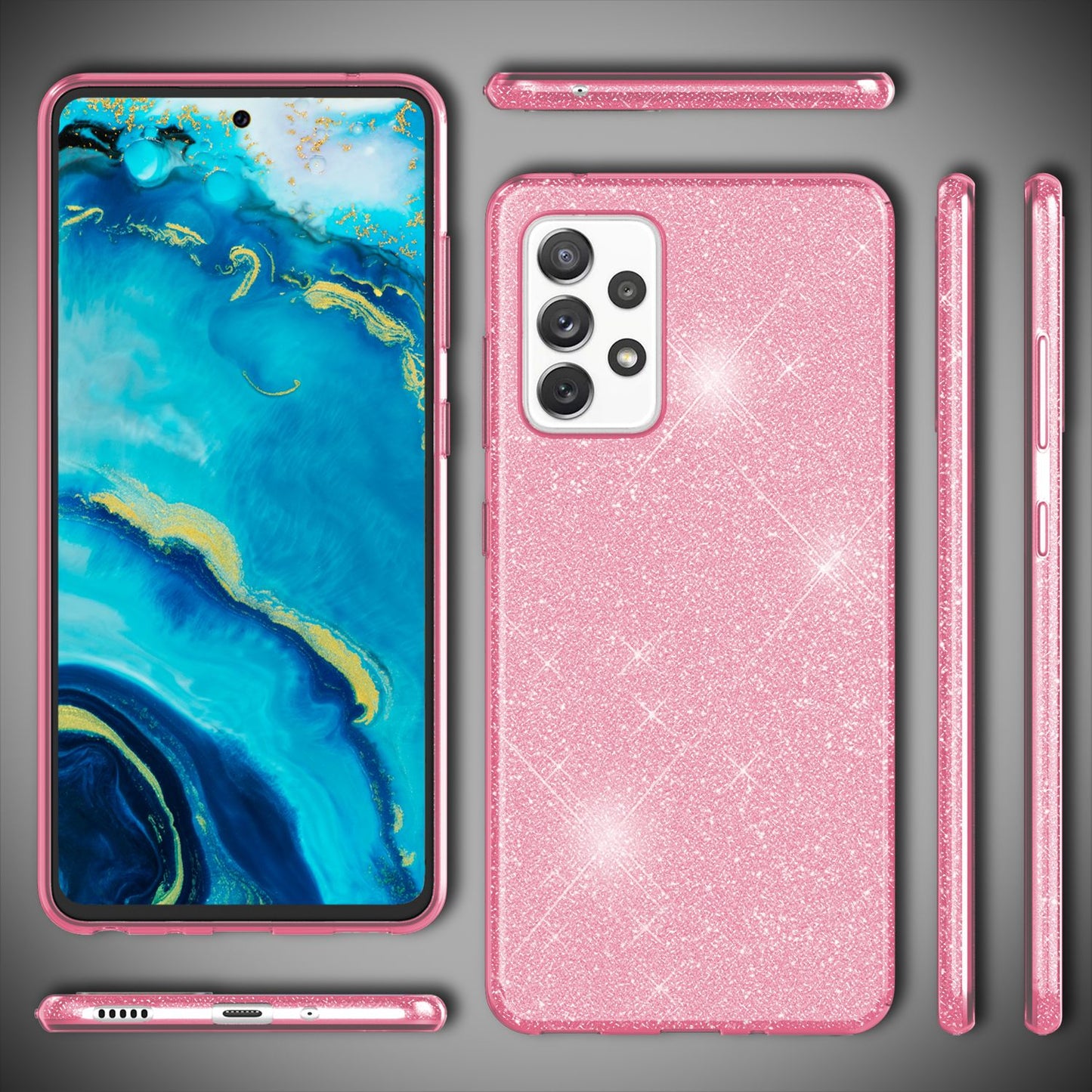 NALIA Glitzerhülle für Samsung Galaxy A33 – Funkelnder Glitzer-Look & Grip – SHINEPOP (Silikon Case) – Marke aus Berlin