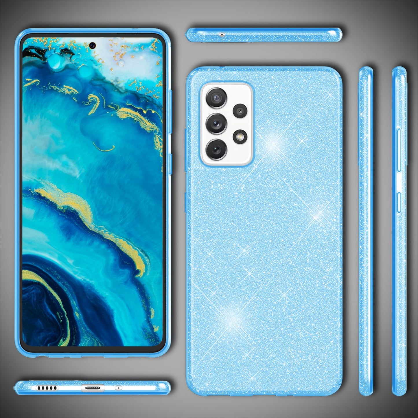 NALIA Glitzerhülle für Samsung Galaxy A33 – Funkelnder Glitzer-Look & Grip – SHINEPOP (Silikon Case) – Marke aus Berlin