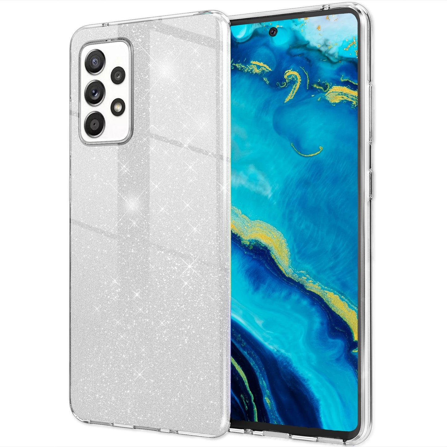 NALIA Glitzerhülle für Samsung Galaxy A53 – Funkelnder Glitzer-Look & Grip – SHINEPOP (Silikon Case) – Marke aus Berlin
