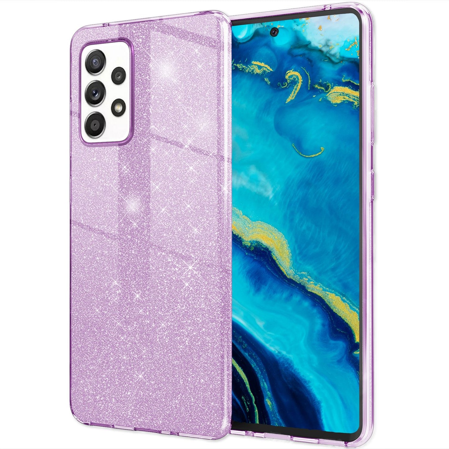 NALIA Glitzerhülle für Samsung Galaxy A53 – Funkelnder Glitzer-Look & Grip – SHINEPOP (Silikon Case) – Marke aus Berlin