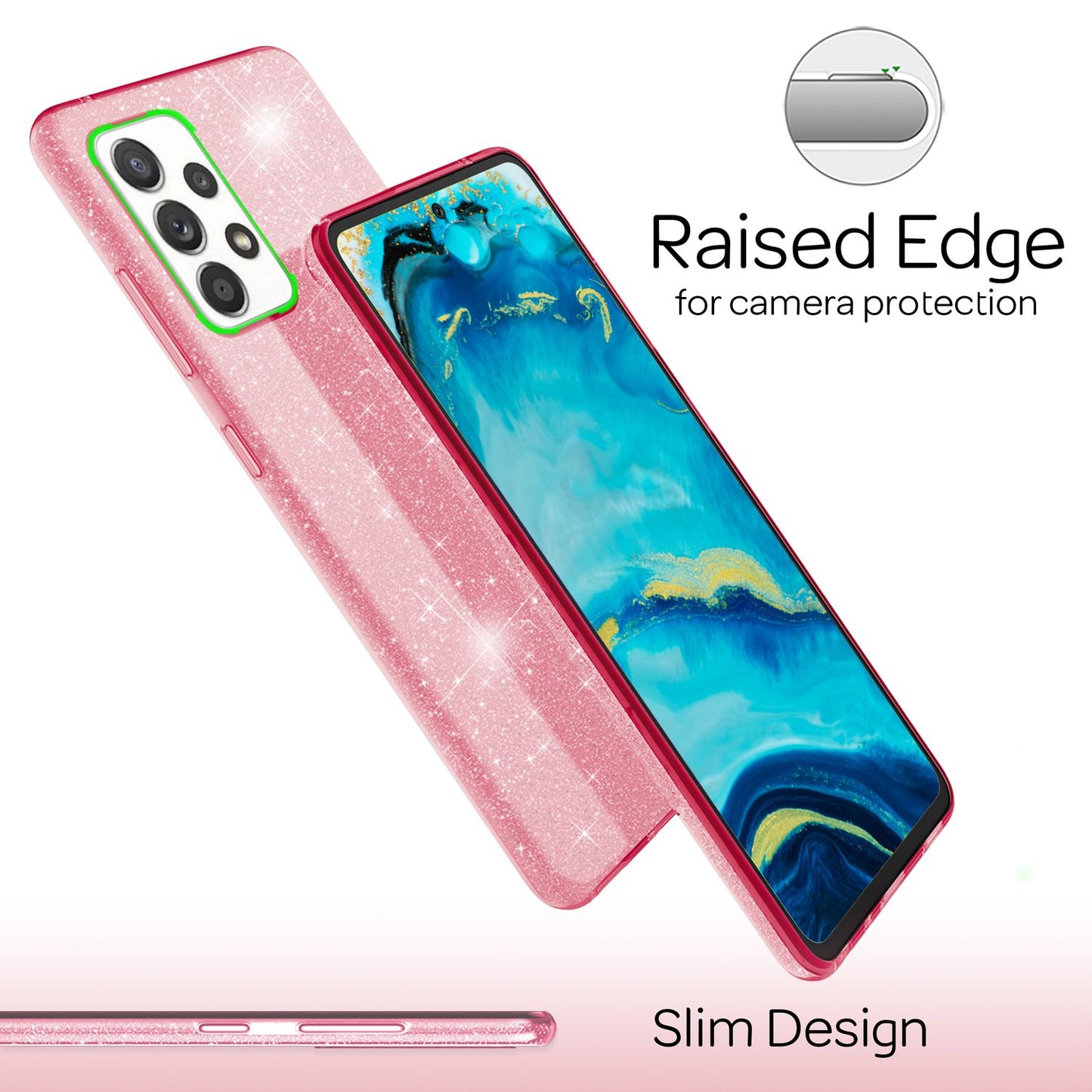 NALIA Glitzerhülle für Samsung Galaxy A53 – Funkelnder Glitzer-Look & Grip – SHINEPOP (Silikon Case) – Marke aus Berlin