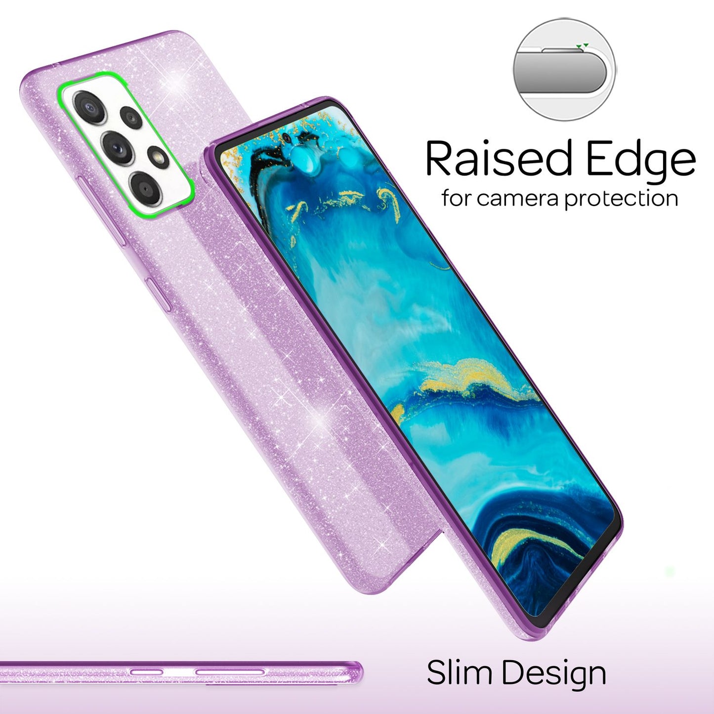 NALIA Glitzerhülle für Samsung Galaxy A53 – Funkelnder Glitzer-Look & Grip – SHINEPOP (Silikon Case) – Marke aus Berlin