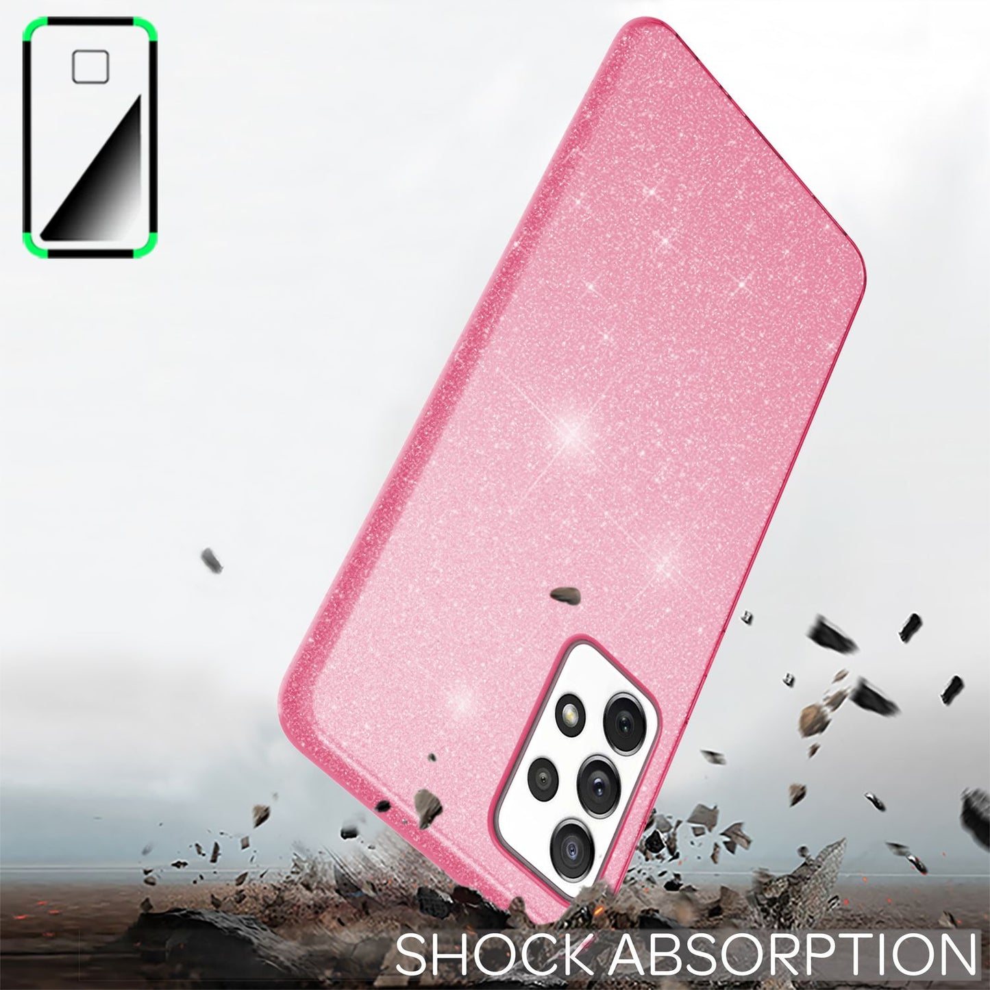 NALIA Glitzerhülle für Samsung Galaxy A53 – Funkelnder Glitzer-Look & Grip – SHINEPOP (Silikon Case) – Marke aus Berlin