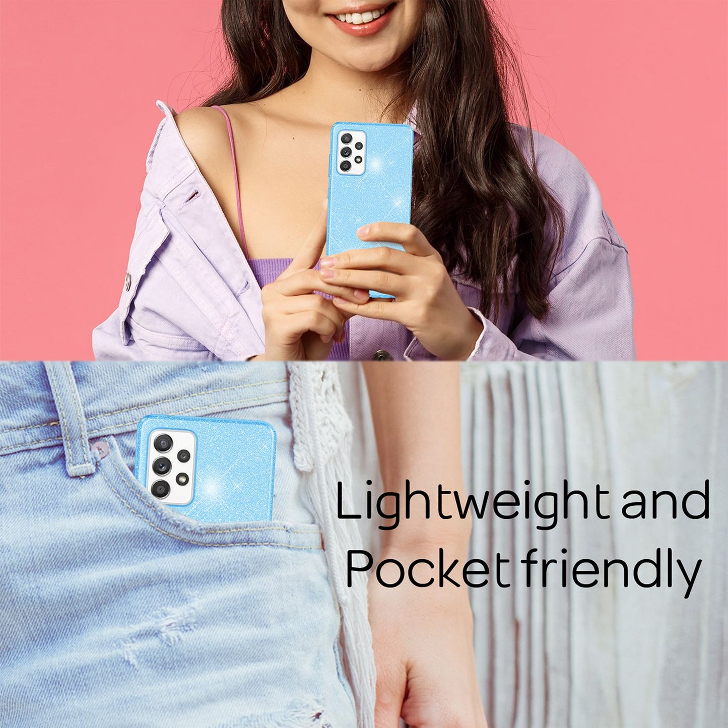 NALIA Glitzerhülle für Samsung Galaxy A53 – Funkelnder Glitzer-Look & Grip – SHINEPOP (Silikon Case) – Marke aus Berlin