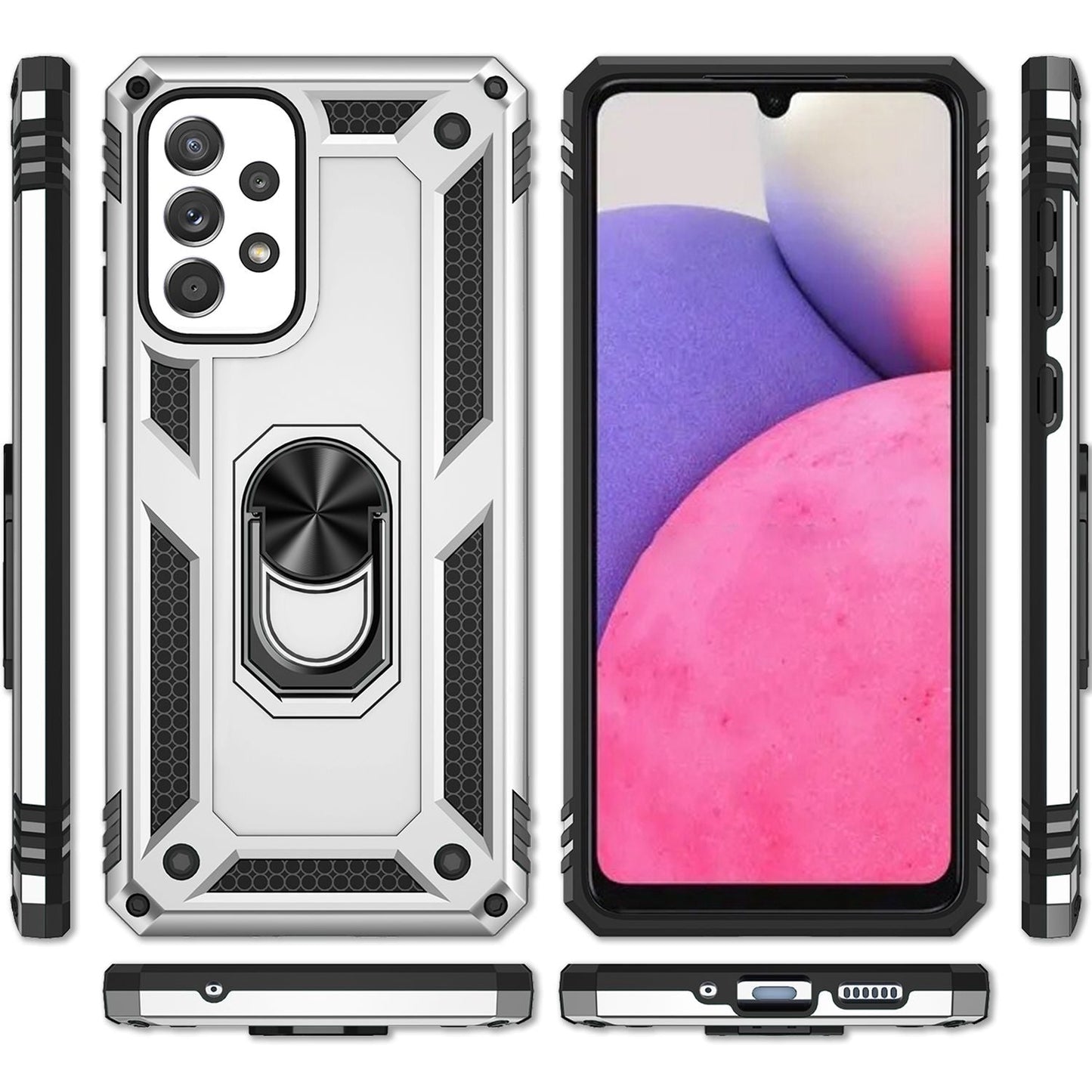 NALIA Panzerhülle für Samsung Galaxy A53 – Ring-Ständer 360° & Magnet-Halterung Kompatibel – RINGDEFEND (Stoßfestes Outdoor Case) – Marke aus Berlin