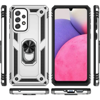 NALIA Panzerhülle für Samsung Galaxy A53 – Ring-Ständer 360° & Magnet-Halterung Kompatibel – RINGDEFEND (Stoßfestes Outdoor Case) – Marke aus Berlin