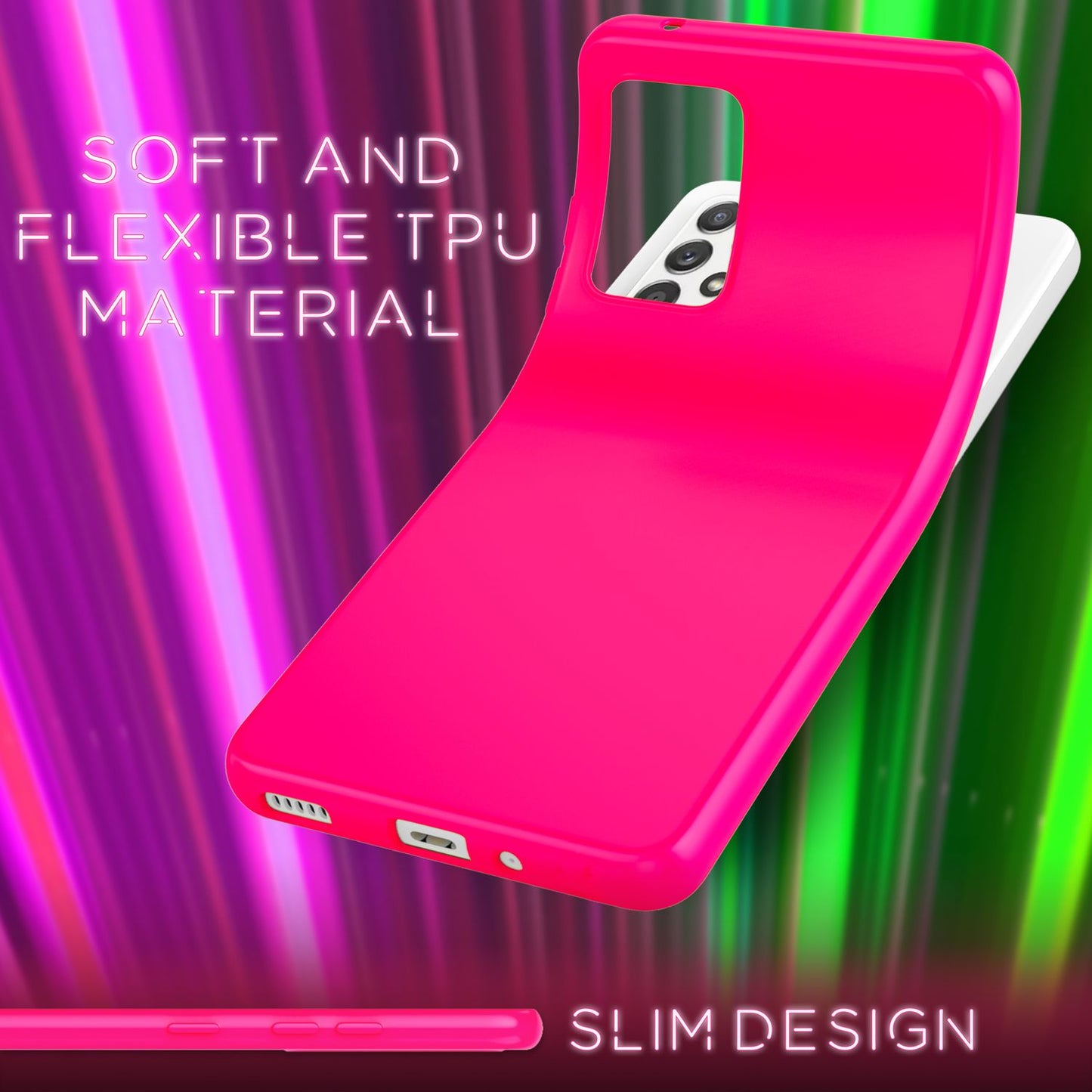 NALIA Neon Silikonhülle für Samsung Galaxy A53 – Soft-Touch & Signal-Neon – NEONSHOCK (Matte Schutzhülle) – Marke aus Berlin