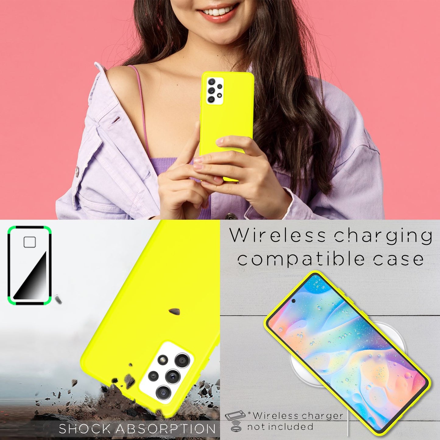 NALIA Neon Silikonhülle für Samsung Galaxy A53 – Soft-Touch & Signal-Neon – NEONSHOCK (Matte Schutzhülle) – Marke aus Berlin