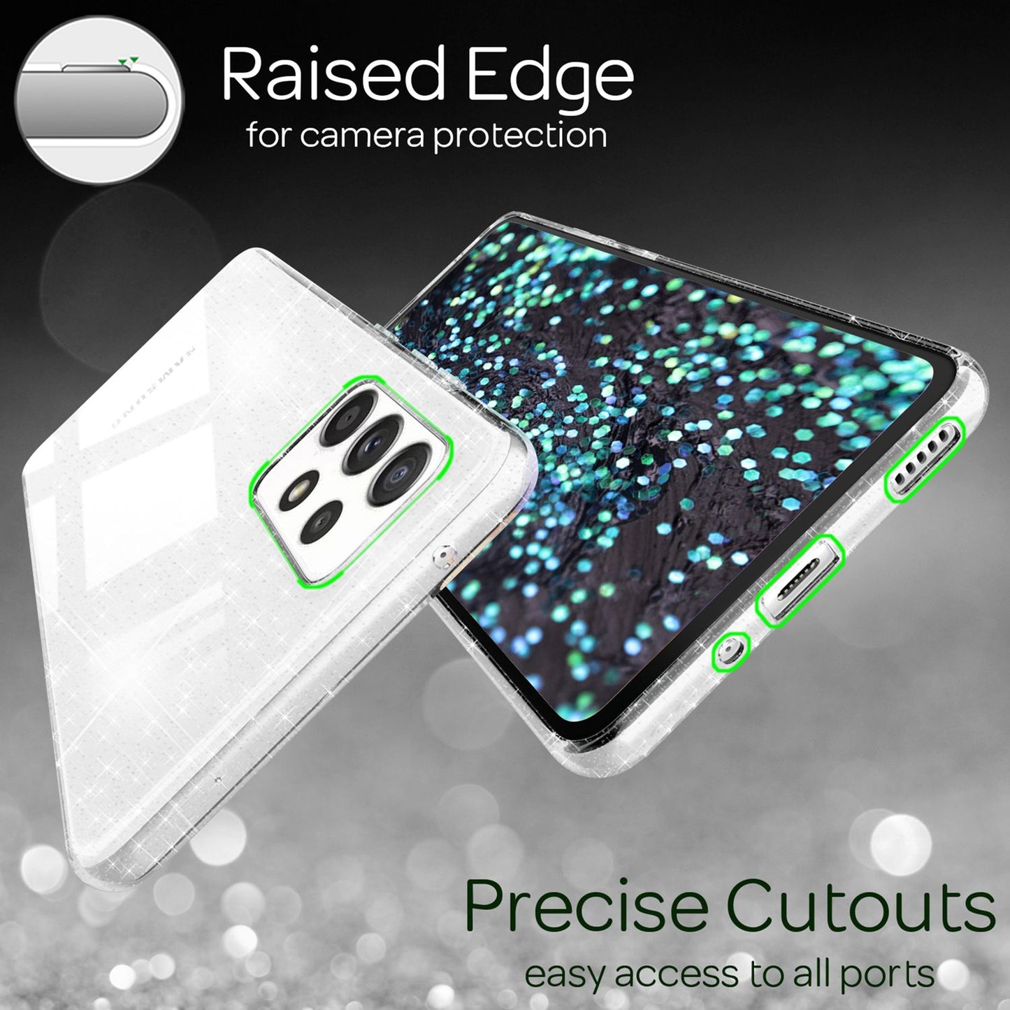 NALIA Glitzerhülle für Samsung Galaxy A33 – Funkelndes Silikon Case – DAZZLIN (Transparent & Stoßfest) – Marke aus Berlin