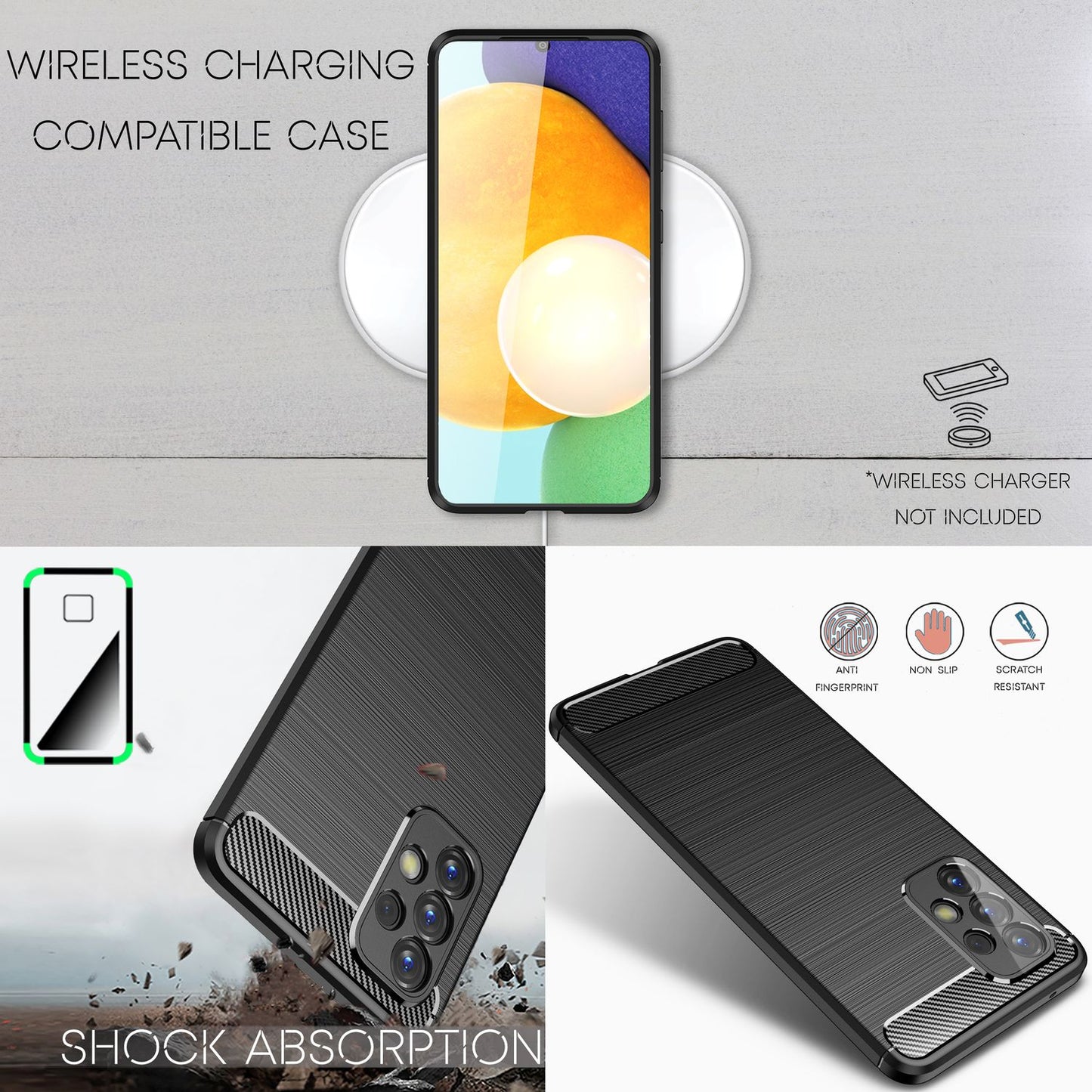 NALIA Silikonhülle für Samsung Galaxy A33 – Rutschfest & Matt – VORTEX (Gebürstete Optik & Carbon Design) – Marke aus Berlin
