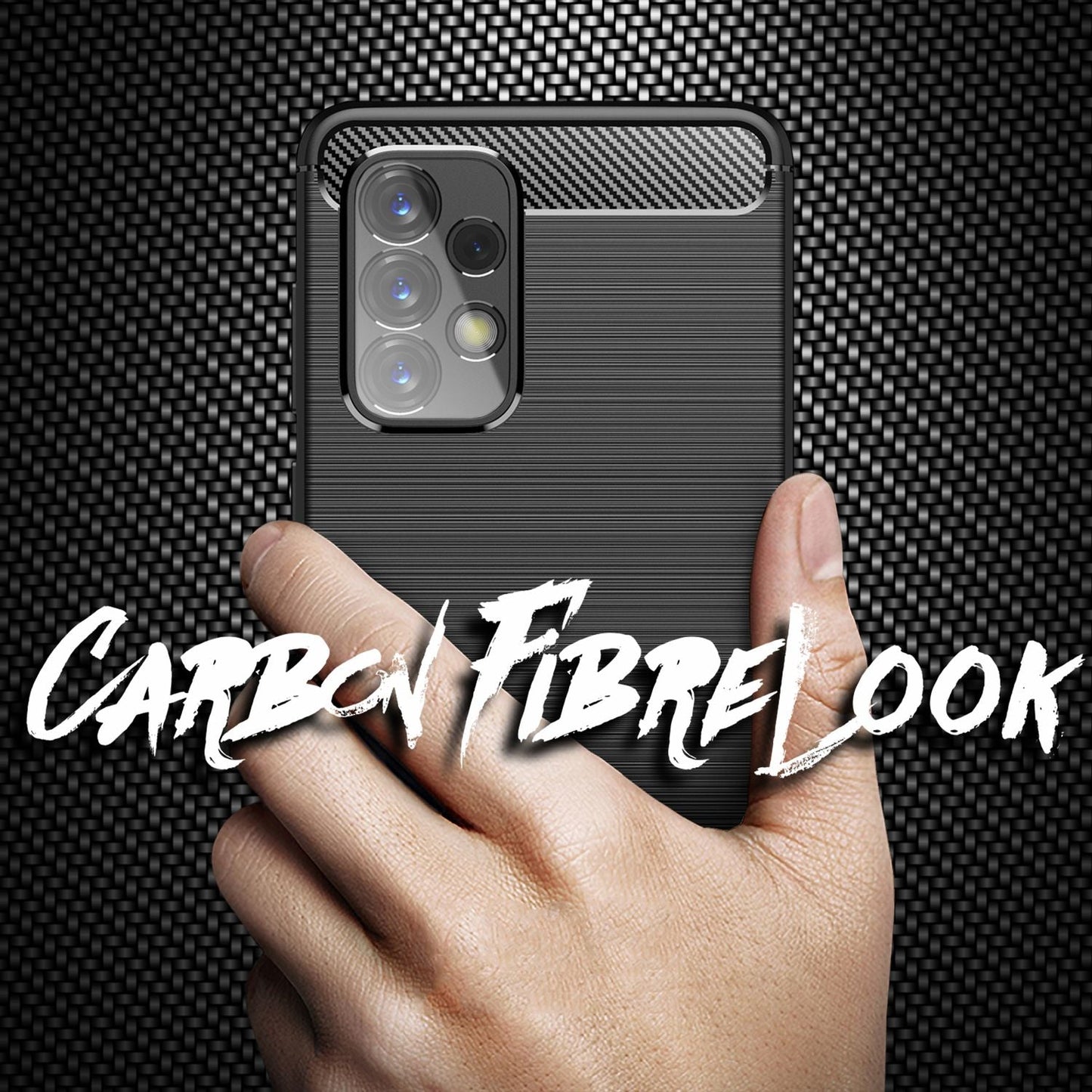 NALIA Silikonhülle für Samsung Galaxy A53 – Rutschfest & Matt – VORTEX (Gebürstete Optik & Carbon Design) – Marke aus Berlin