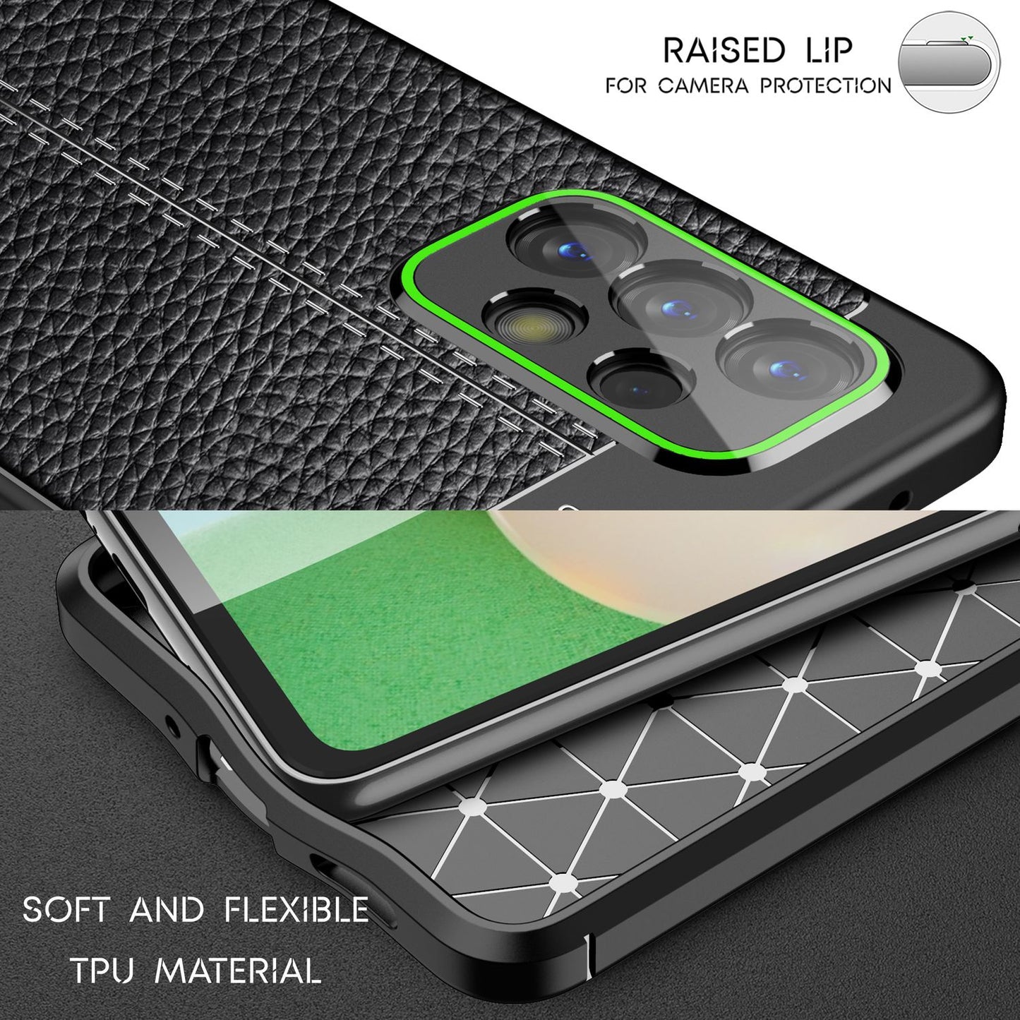 NALIA Leder Look Case kompatibel mit Samsung Galaxy A33 Hülle, Schwarze Silikonhülle Anti-Fingerabdruck Rutschfest Kratzfest Stoßfest, Soft Case Dünne Handyhülle Cover Schutzhülle Bumper Backcover