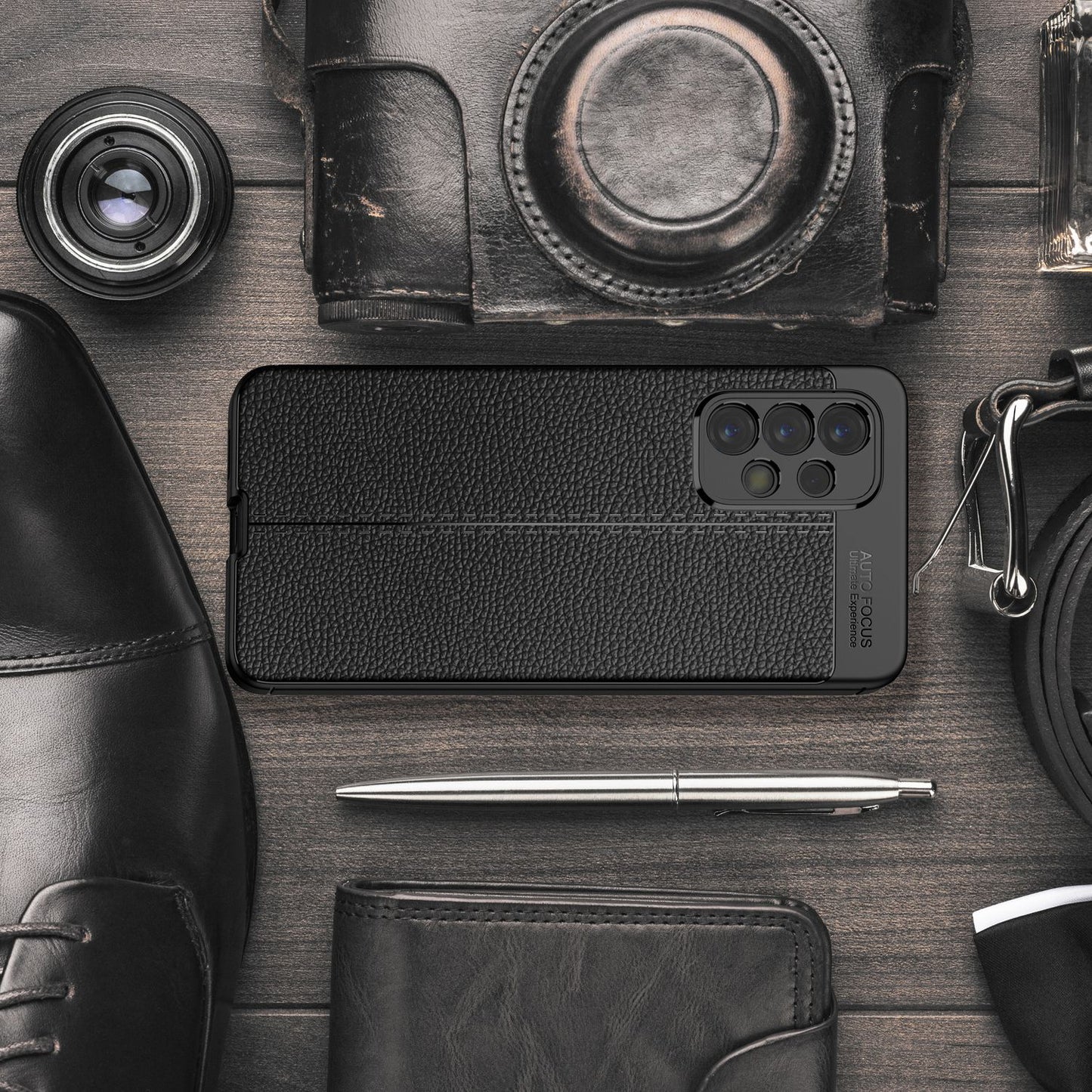 NALIA Leder Look Case kompatibel mit Samsung Galaxy A33 Hülle, Schwarze Silikonhülle Anti-Fingerabdruck Rutschfest Kratzfest Stoßfest, Soft Case Dünne Handyhülle Cover Schutzhülle Bumper Backcover
