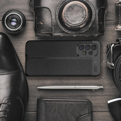 NALIA Leder Look Case kompatibel mit Samsung Galaxy A53 Hülle, Schwarze Silikonhülle Anti-Fingerabdruck Rutschfest Kratzfest Stoßfest