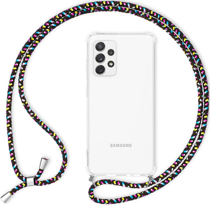 NALIA Handykette für Samsung Galaxy A33 – Transparentes Hybrid-Case & Band – HANGIT (Anti-Gelb Rückseite & Verstellbar) – Marke aus Berlin