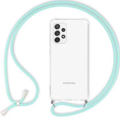 NALIA Handykette für Samsung Galaxy A33 – Transparentes Hybrid-Case & Band – HANGIT (Anti-Gelb Rückseite & Verstellbar) – Marke aus Berlin