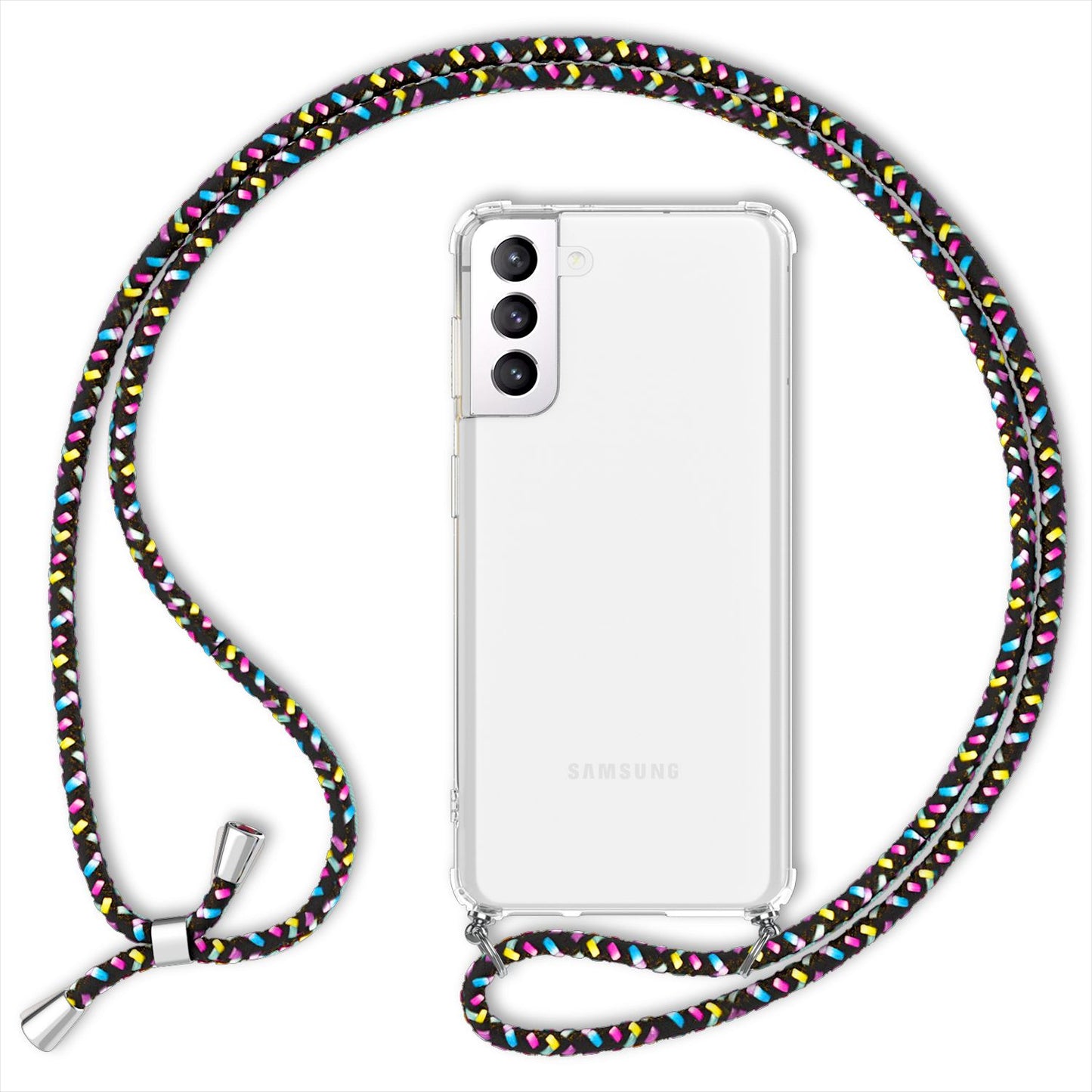 NALIA Handykette für Samsung Galaxy S22 – Transparentes Hybrid-Case & Band – HANGIT (Anti-Gelb Rückseite & Verstellbar) – Marke aus Berlin