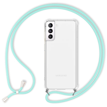 NALIA Handykette für Samsung Galaxy S22 – Transparentes Hybrid-Case & Band – HANGIT (Anti-Gelb Rückseite & Verstellbar) – Marke aus Berlin