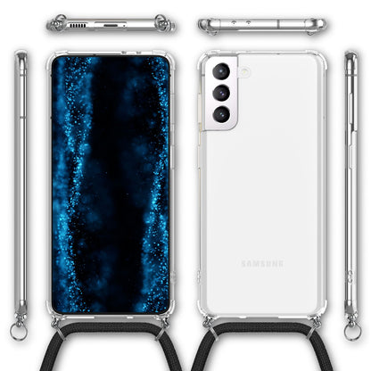 NALIA Handykette für Samsung Galaxy S22 – Transparentes Hybrid-Case & Band – HANGIT (Anti-Gelb Rückseite & Verstellbar) – Marke aus Berlin