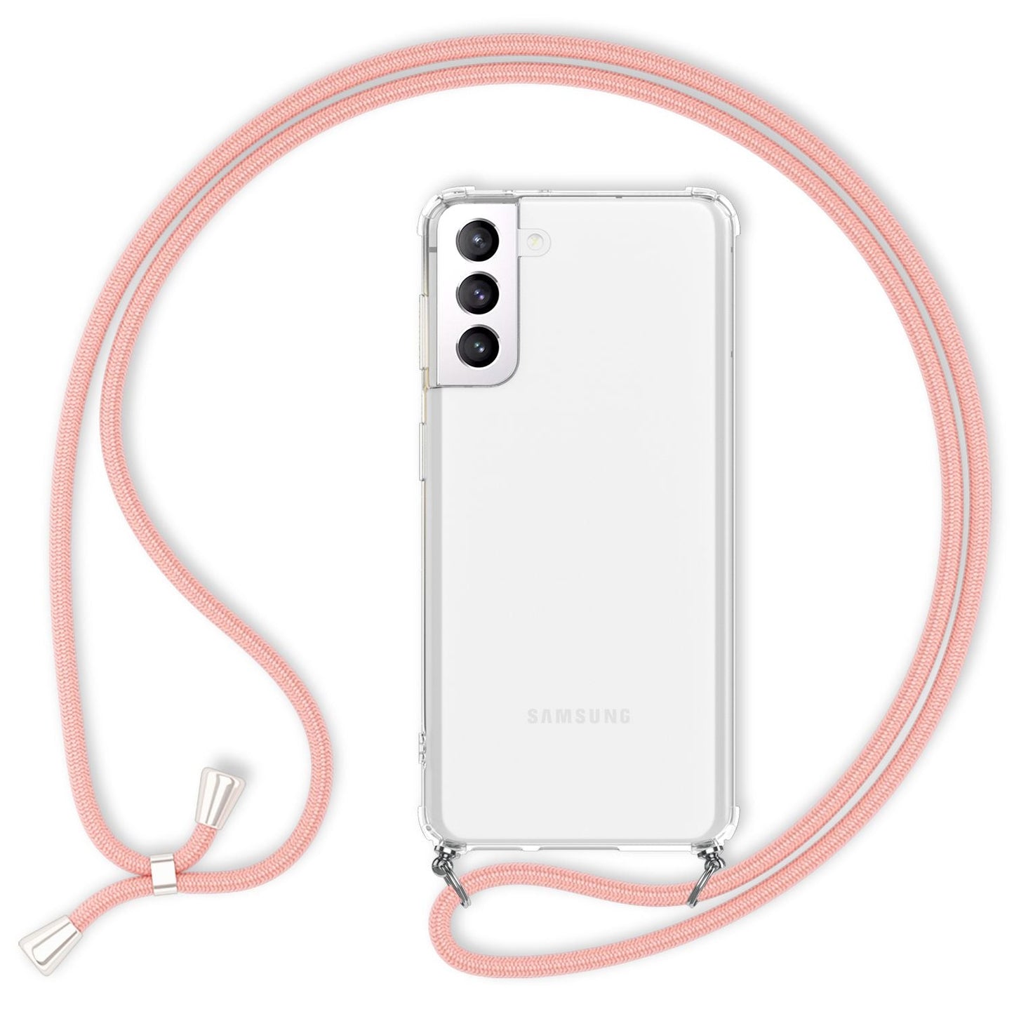 NALIA Handykette für Samsung Galaxy S22 Plus – Transparentes Hybrid-Case & Band – HANGIT (Anti-Gelb Rückseite & Verstellbar) – Marke aus Berlin