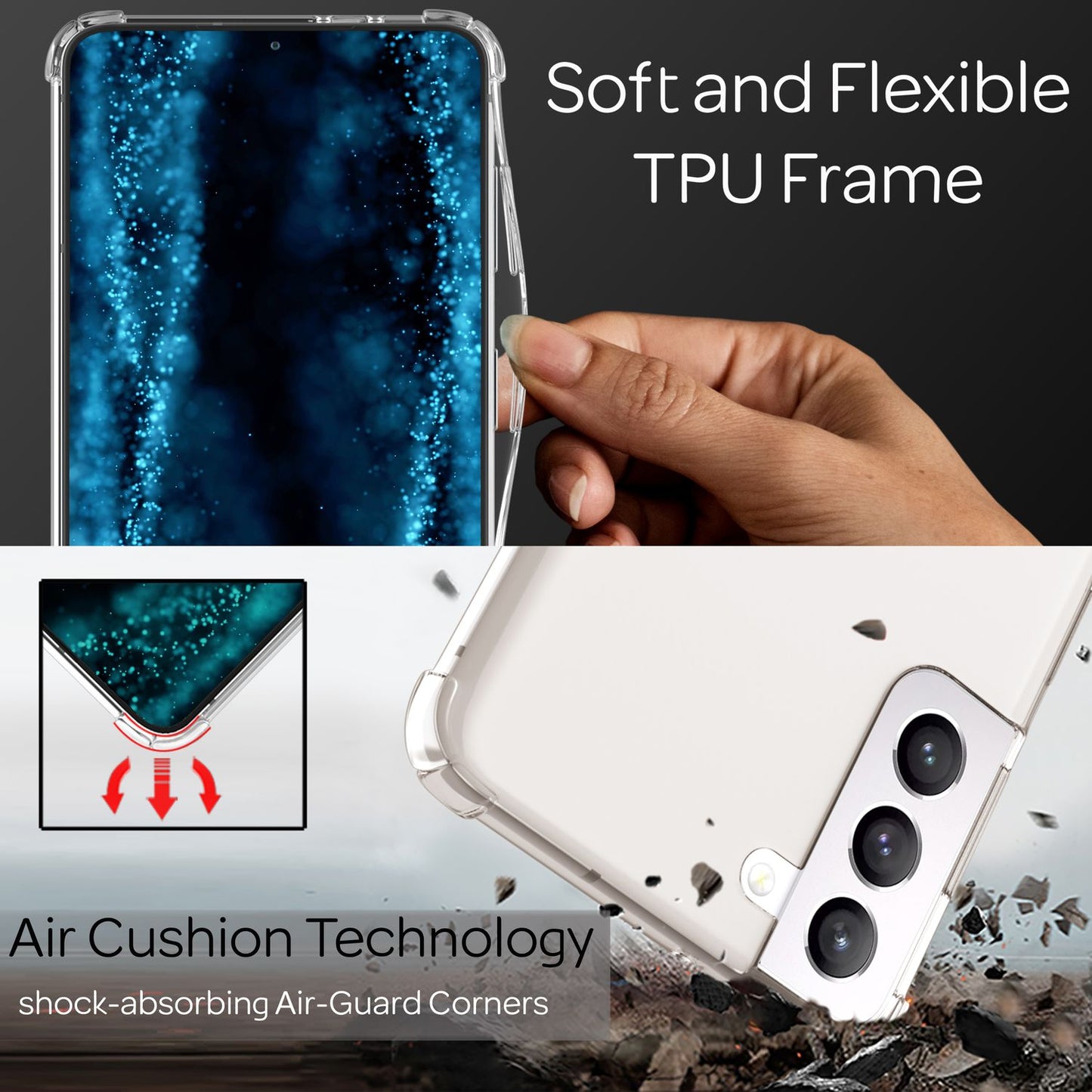 NALIA Handykette für Samsung Galaxy S22 Plus – Transparentes Hybrid-Case & Band – HANGIT (Anti-Gelb Rückseite & Verstellbar) – Marke aus Berlin