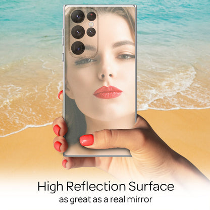 NALIA Spiegel Hartglas Case kompatibel mit Samsung Galaxy S22 Ultra Hülle, Klarer Spiegeleffekt Mirror Hardcase Kratzfest 9H Tempered Glass & Silikon Bumper, Dünne Schutzhülle Handyhülle - Silber