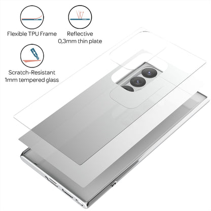 NALIA Spiegel Hartglas Case kompatibel mit Samsung Galaxy S22 Ultra Hülle, Klarer Spiegeleffekt Mirror Hardcase Kratzfest 9H Tempered Glass & Silikon Bumper, Dünne Schutzhülle Handyhülle - Silber