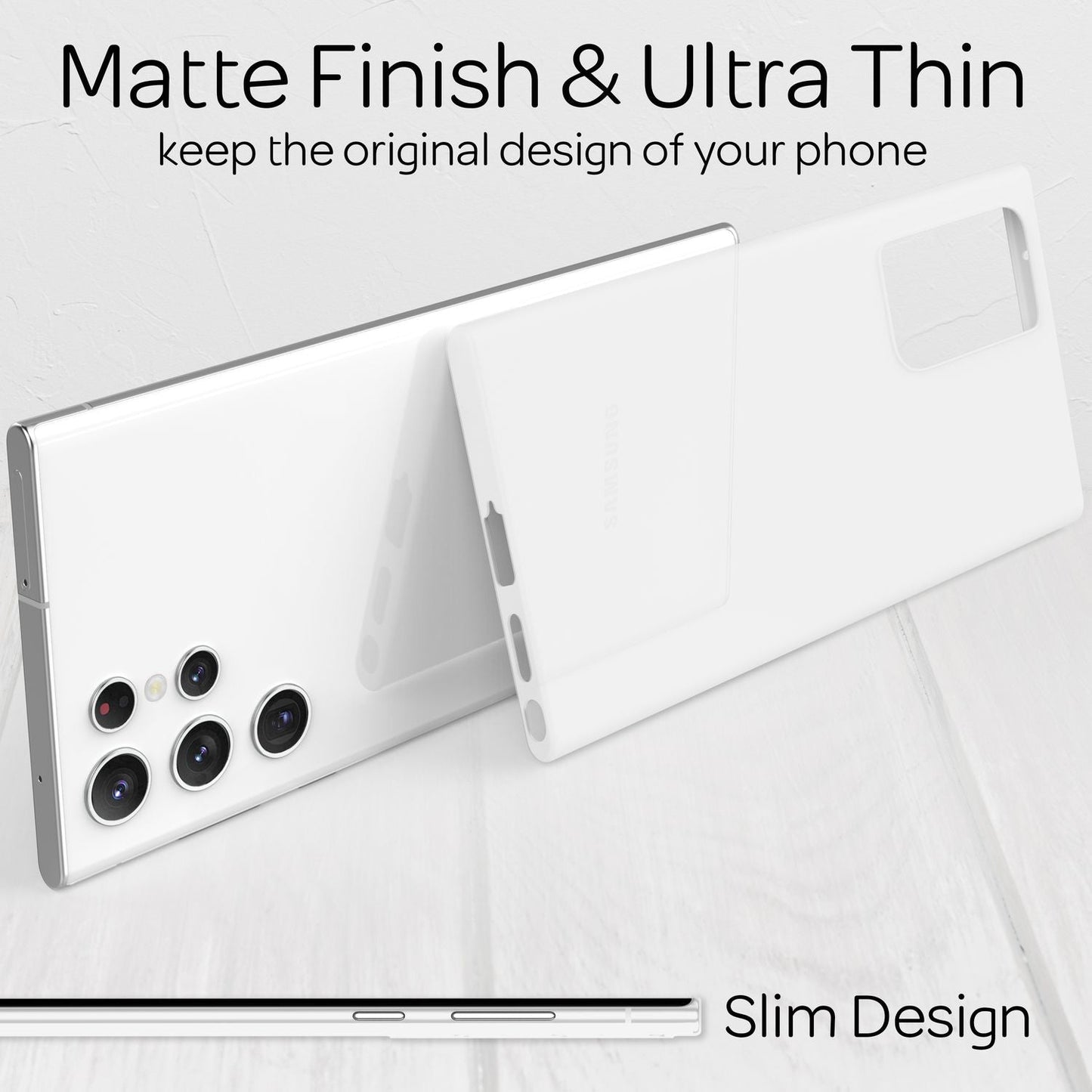 NALIA Ultra Slim Hardcase für Samsung Galaxy S22 Ultra – Matt & 0.3mm Dünn – PHANTOM (Hauchdünnes Cover & Kamera-Vollschutz) – Marke aus Berlin