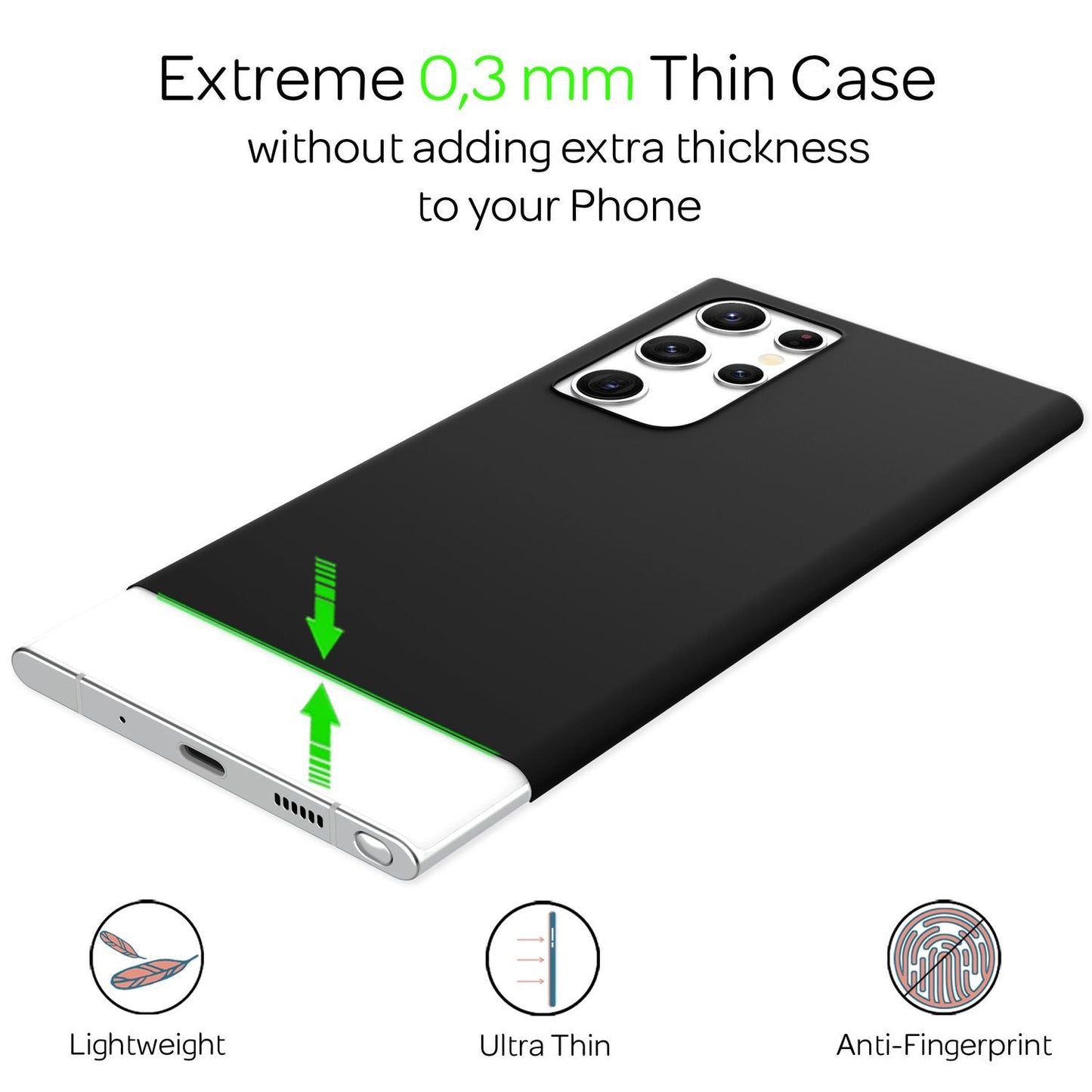 NALIA Ultra Slim Hardcase für Samsung Galaxy S22 Ultra – Matt & 0.3mm Dünn – PHANTOM (Hauchdünnes Cover & Kamera-Vollschutz) – Marke aus Berlin