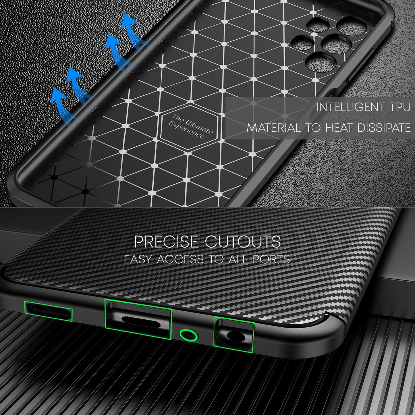 NALIA Silikonhülle für Samsung Galaxy A13 – Rutschfest & Matt – VORTEX (Gebürstete Optik & Carbon Design) – Marke aus Berlin