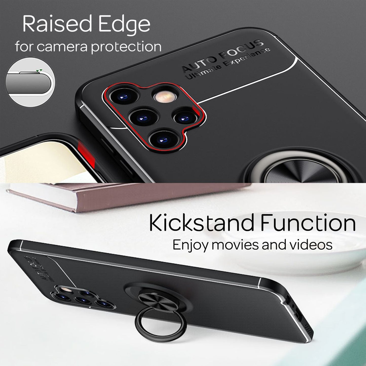 NALIA Ringhülle für Samsung Galaxy A13 4G – Ring-Ständer 360° & für Magnet-Halter – GRIP360 (Mattiertes Silikon Case) – Marke aus Berlin