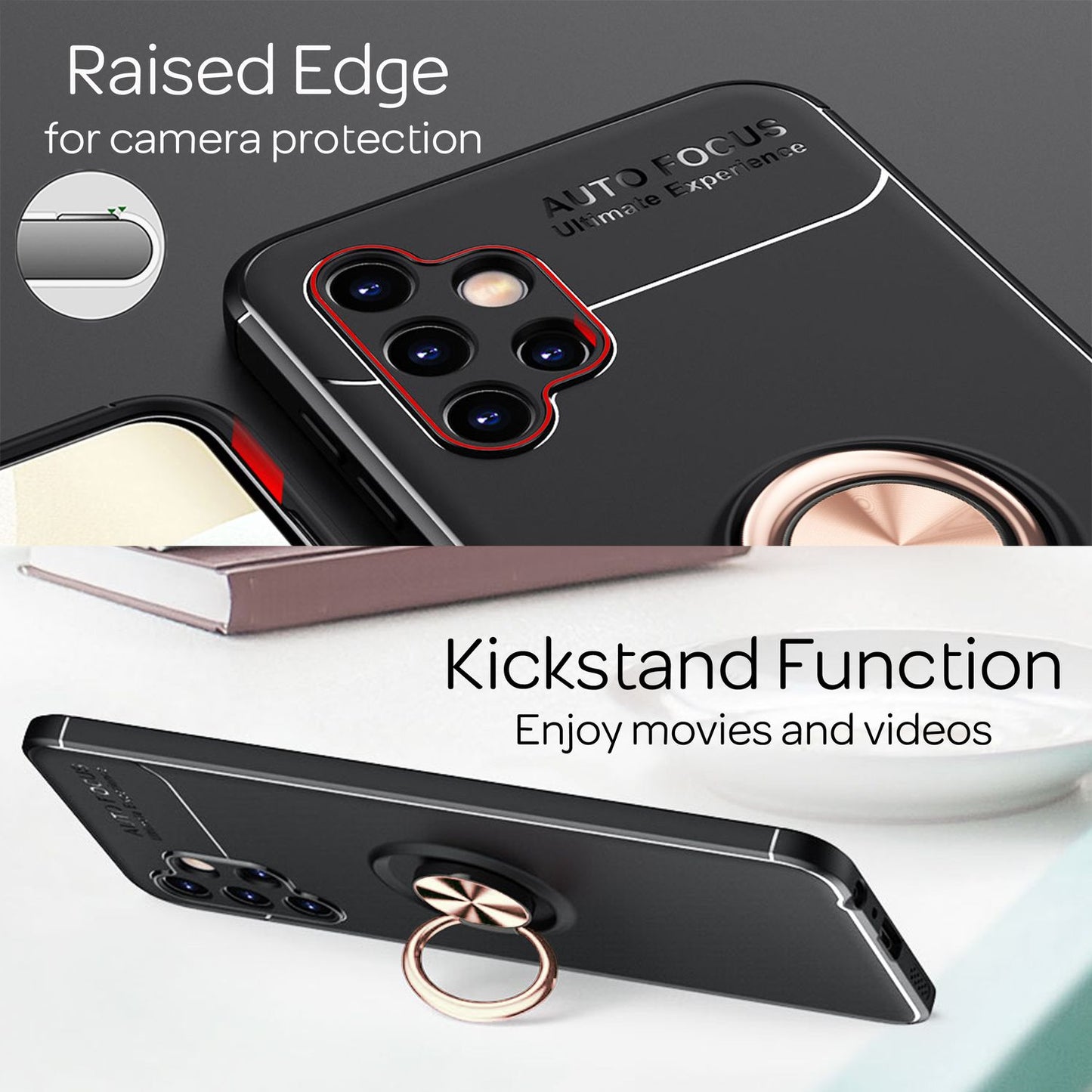 NALIA Ringhülle für Samsung Galaxy A13 4G – Ring-Ständer 360° & für Magnet-Halter – GRIP360 (Mattiertes Silikon Case) – Marke aus Berlin