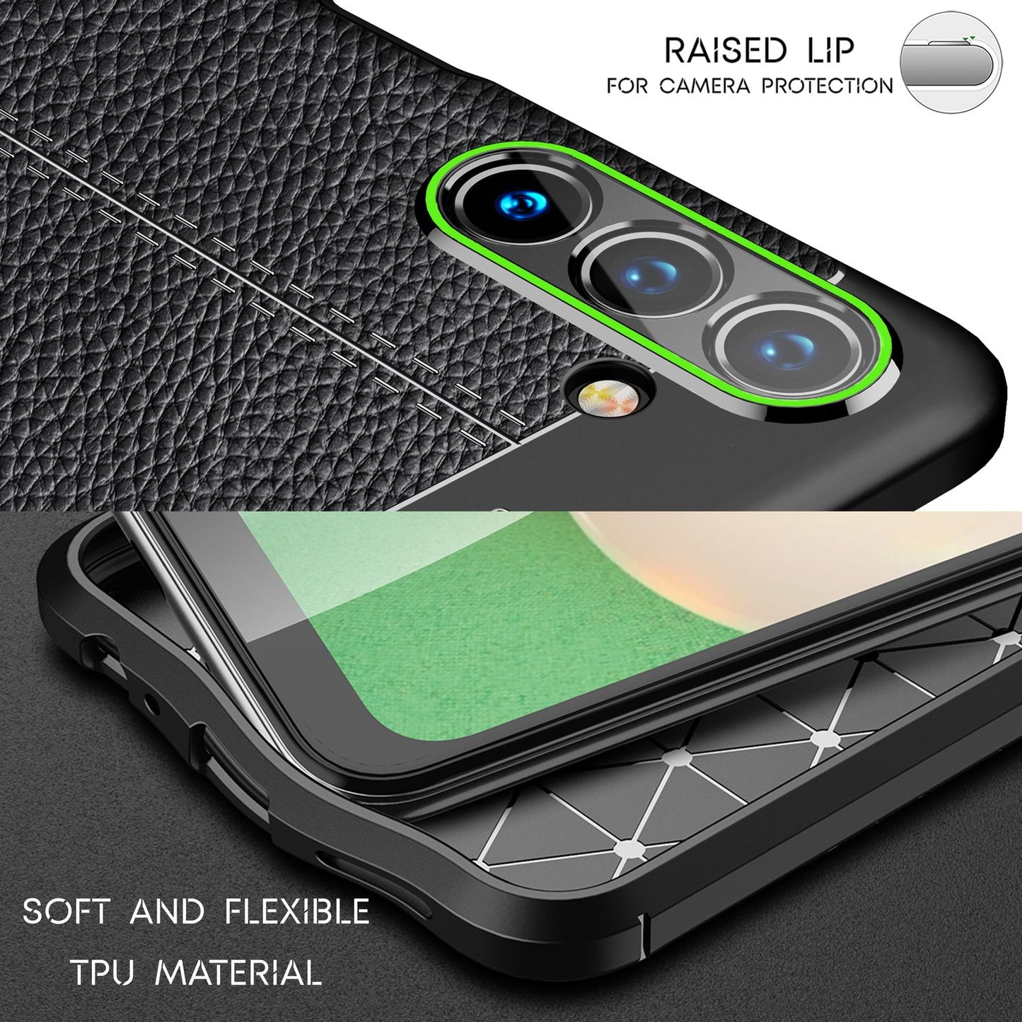 NALIA Leder Look Case kompatibel mit Samsung Galaxy A13 5G Hülle, Schwarze Silikonhülle Anti-Fingerabdruck Rutschfest Kratzfest Stoßfest, Soft Case Dünne Handyhülle Cover Schutzhülle Handy-Tasche