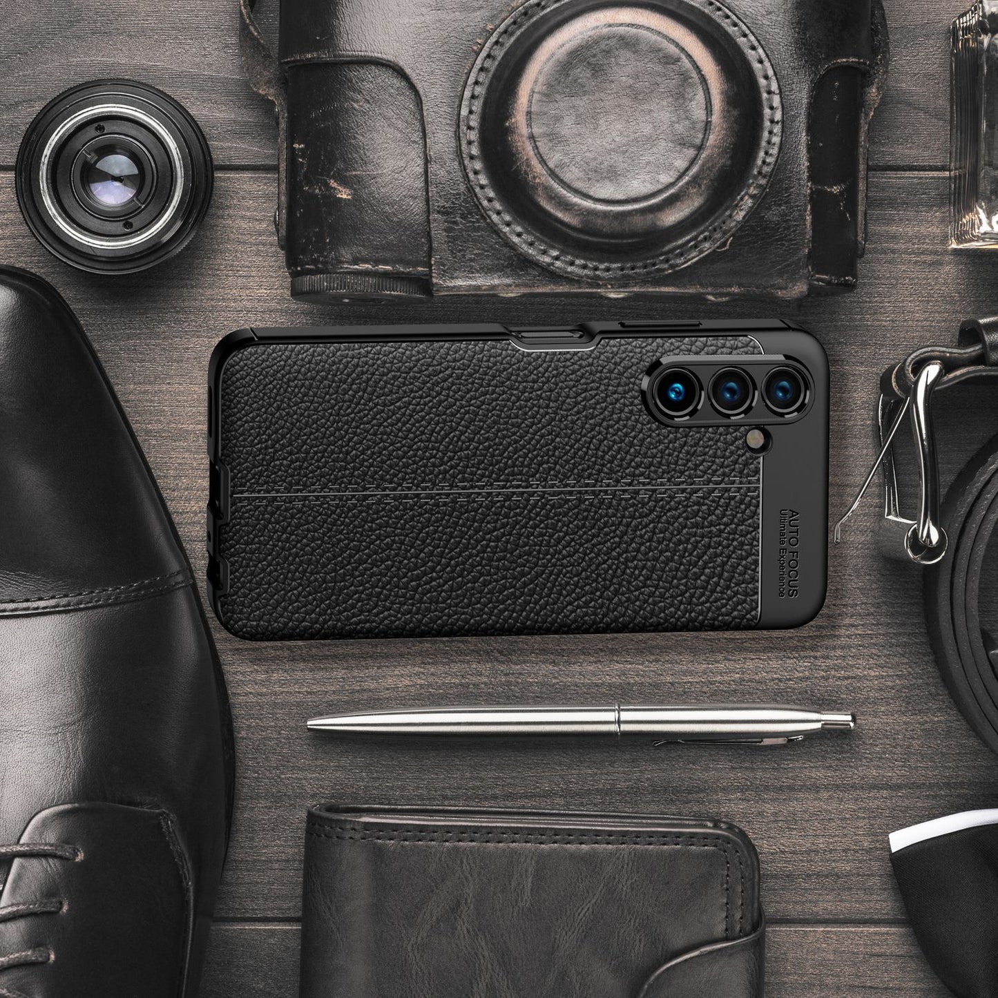 NALIA Leder Look Case kompatibel mit Samsung Galaxy A13 5G Hülle, Schwarze Silikonhülle Anti-Fingerabdruck Rutschfest Kratzfest Stoßfest, Soft Case Dünne Handyhülle Cover Schutzhülle Handy-Tasche