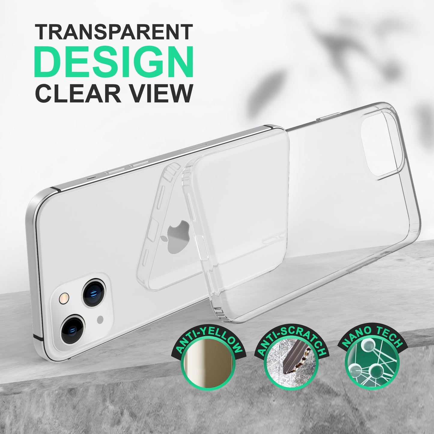 NALIA Transparente Hülle für iPhone 14 – Harte Rückseite & Silikon Rand – IGNITE (Stoßfeste Handyhülle & Verstärkte Ecken) – Marke aus Berlin