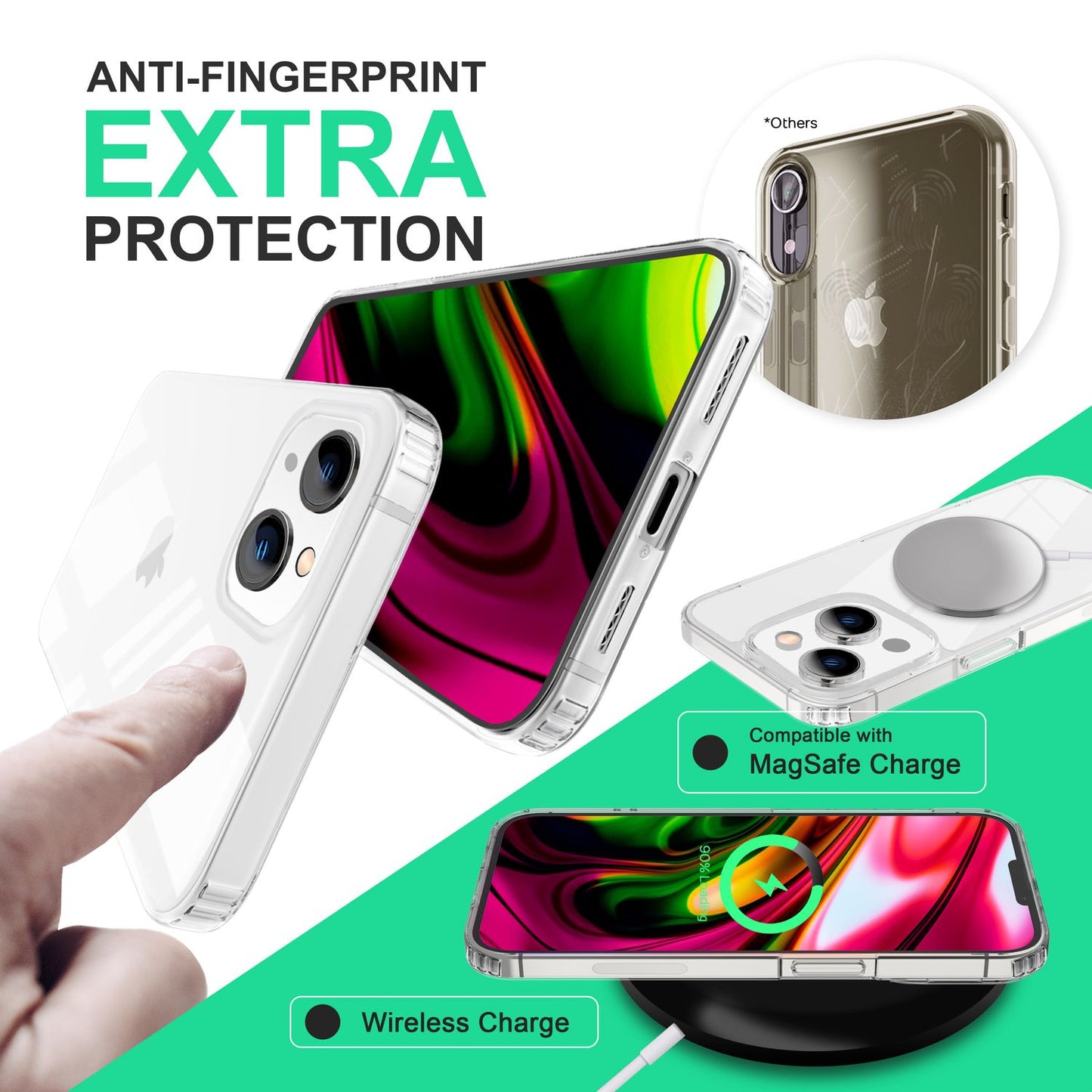 NALIA Transparente Hülle für iPhone 14 Plus – Harte Rückseite & Silikon Rand – IGNITE (Stoßfeste Handyhülle & Verstärkte Ecken) – Marke aus Berlin