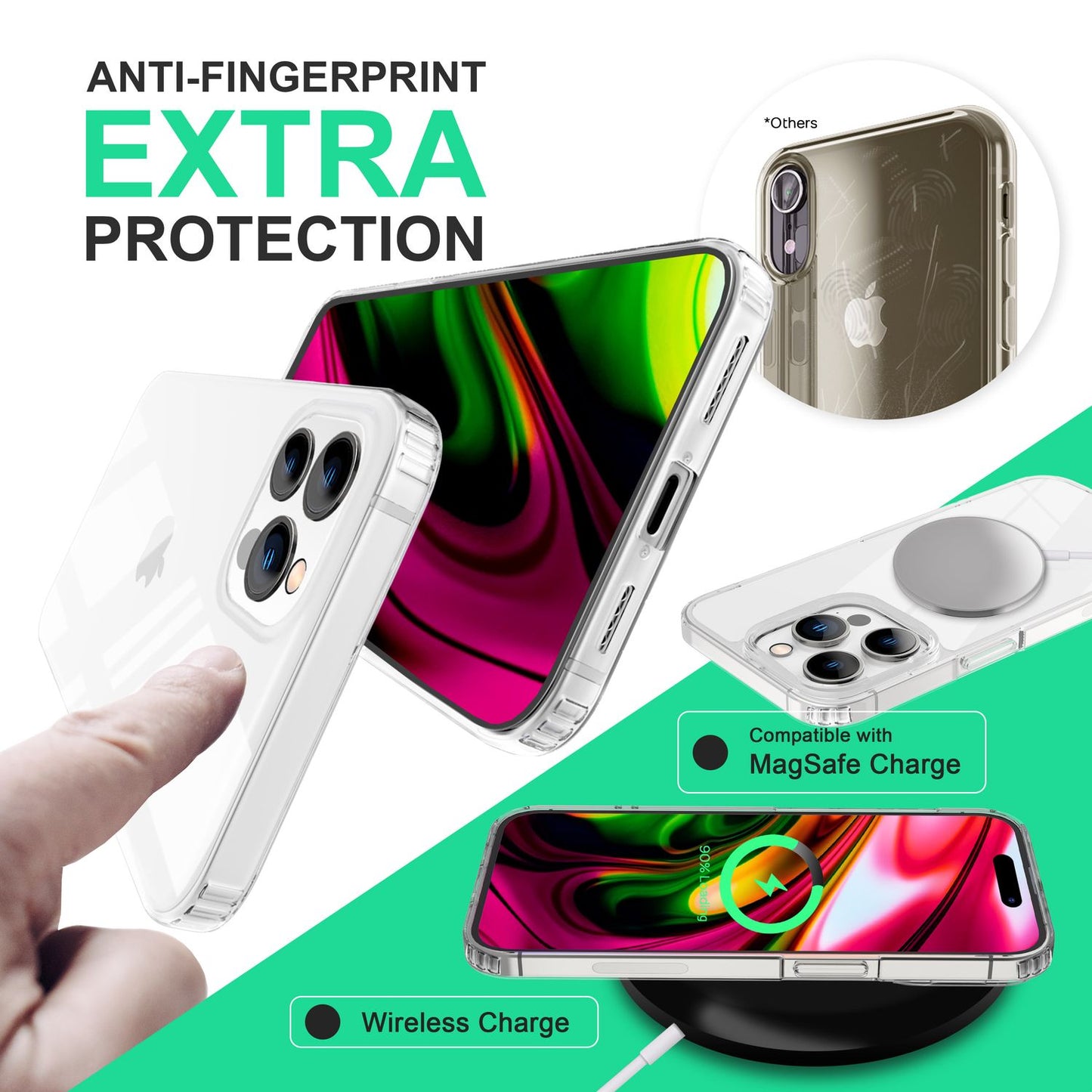 NALIA Transparente Hülle für iPhone 14 Pro Max – Harte Rückseite & Silikon Rand – IGNITE (Stoßfeste Handyhülle & Verstärkte Ecken) – Marke aus Berlin
