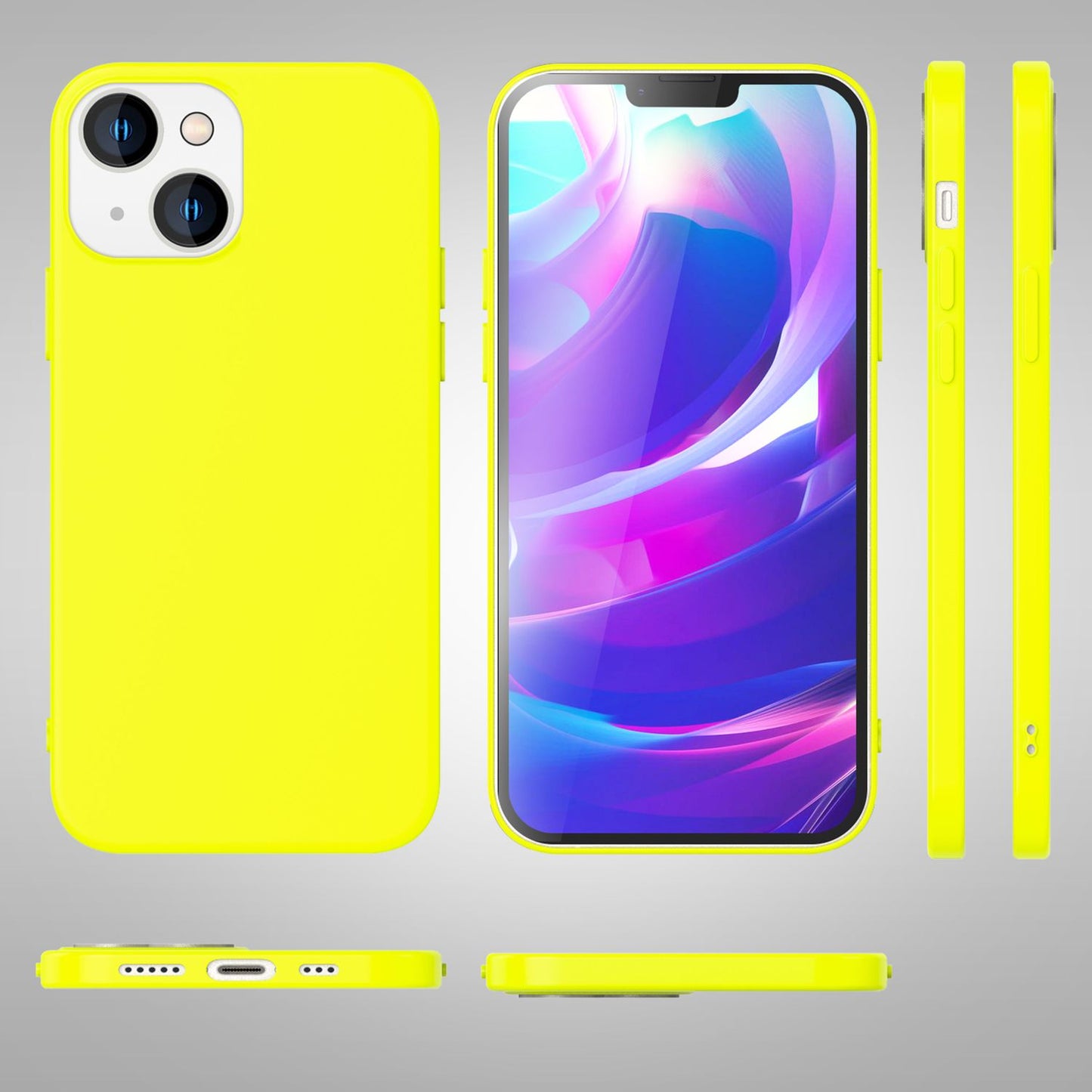 NALIA Neon Silikonhülle für iPhone 14 – Soft-Touch & Signal-Neon – NEONSHOCK (Matte Schutzhülle) – Marke aus Berlin