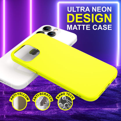 NALIA Neon Silikonhülle für iPhone 14 Pro – Soft-Touch & Signal-Neon – NEONSHOCK (Matte Schutzhülle) – Marke aus Berlin