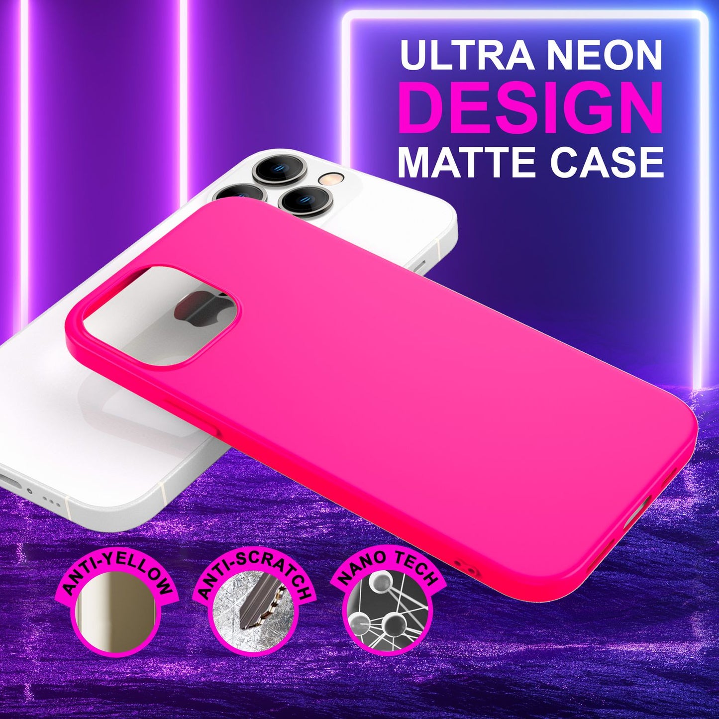 NALIA Neon Silikonhülle für iPhone 14 Pro – Soft-Touch & Signal-Neon – NEONSHOCK (Matte Schutzhülle) – Marke aus Berlin
