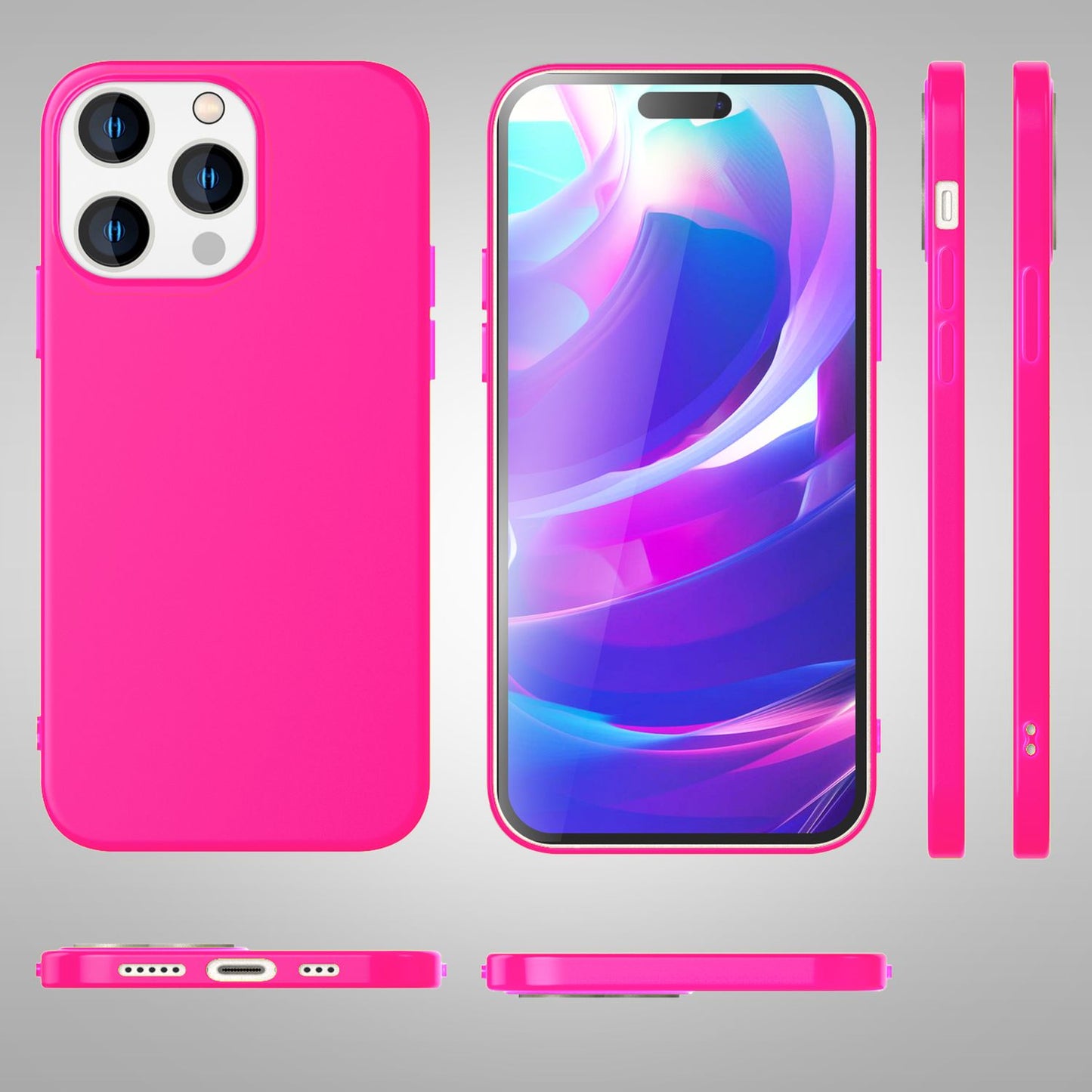 NALIA Neon Silikonhülle für iPhone 14 Pro – Soft-Touch & Signal-Neon – NEONSHOCK (Matte Schutzhülle) – Marke aus Berlin