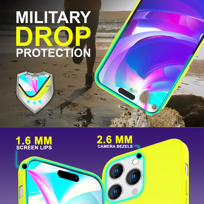 NALIA Neon Silikonhülle für iPhone 14 Pro Max – Soft-Touch & Signal-Neon – NEONSHOCK (Matte Schutzhülle) – Marke aus Berlin