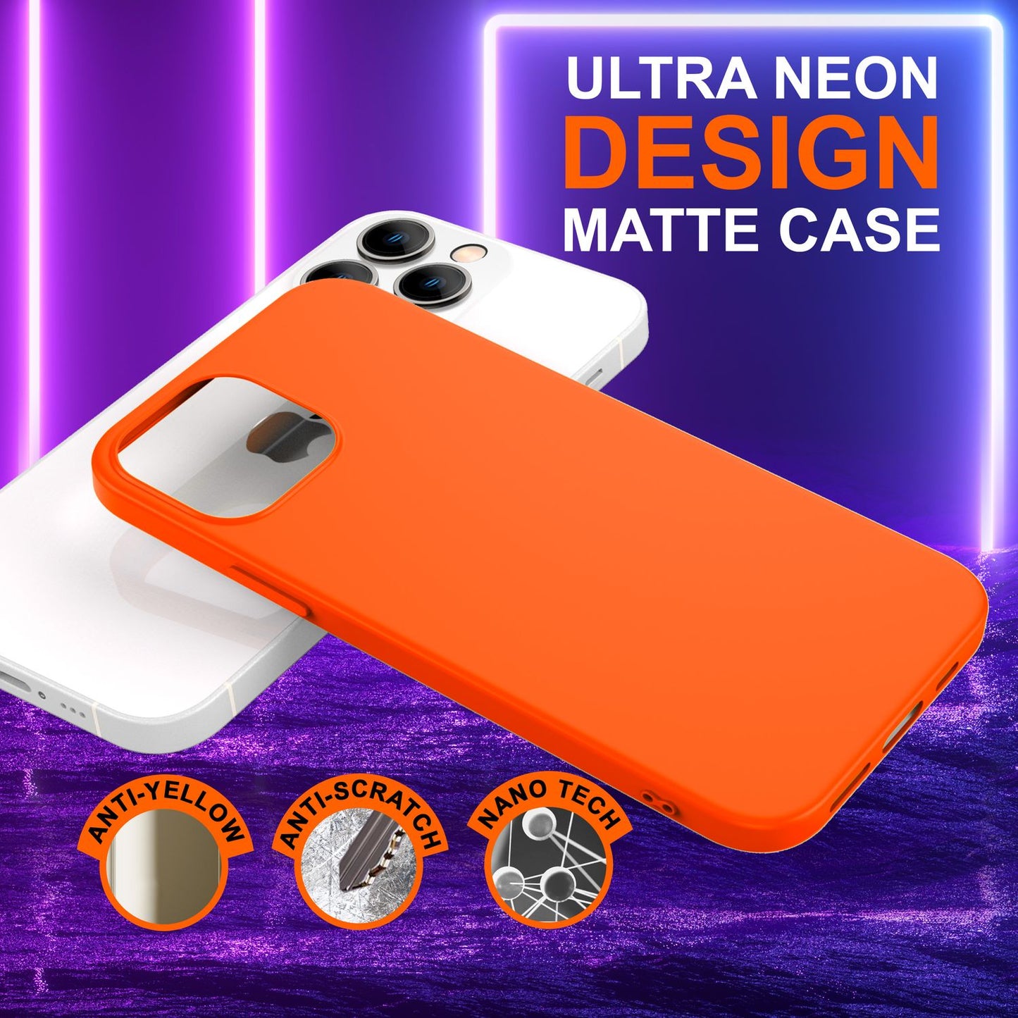 NALIA Neon Silikonhülle für iPhone 14 Pro Max – Soft-Touch & Signal-Neon – NEONSHOCK (Matte Schutzhülle) – Marke aus Berlin