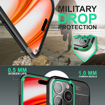 NALIA Leder-Optik Silikon Case für iPhone 14 Pro Max – Griffig & Matt – BARRON Handyhülle (Anti-Fingerprint, Stoßfest & Robust) – Marke aus Berlin