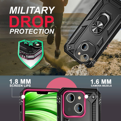 NALIA Panzerhülle für iPhone 14 – Ring-Ständer 360° & Magnet-Halterung Kompatibel – RINGDEFEND (Stoßfestes Outdoor Case) – Marke aus Berlin