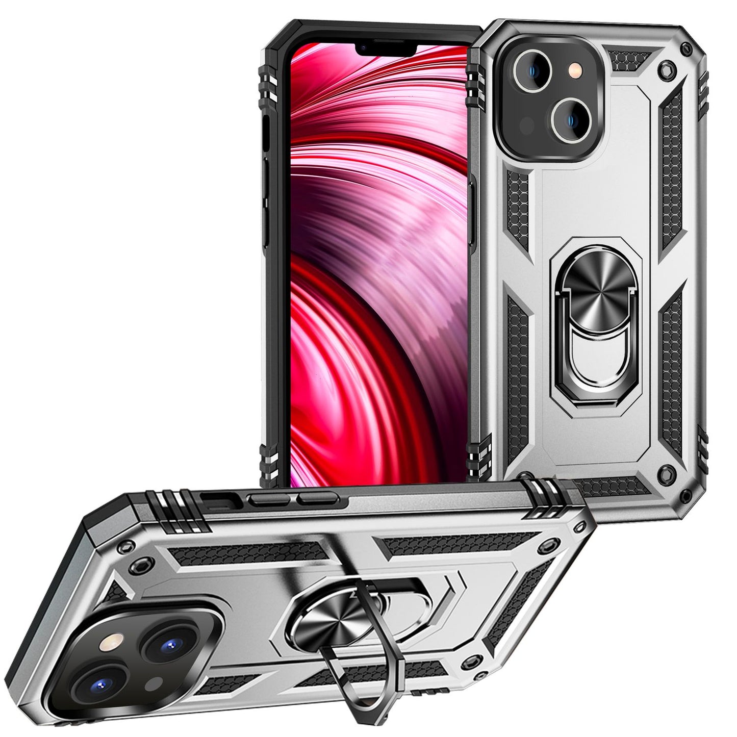 NALIA Panzerhülle für iPhone 14 – Ring-Ständer 360° & Magnet-Halterung Kompatibel – RINGDEFEND (Stoßfestes Outdoor Case) – Marke aus Berlin