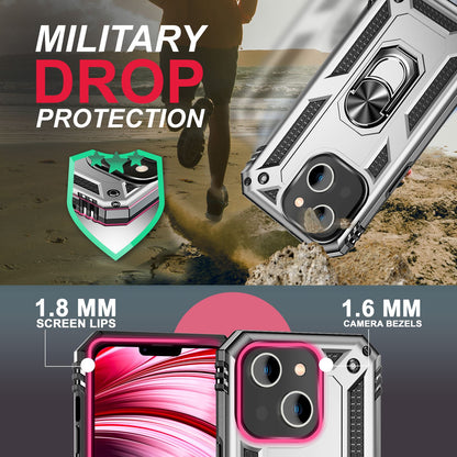 NALIA Panzerhülle für iPhone 14 – Ring-Ständer 360° & Magnet-Halterung Kompatibel – RINGDEFEND (Stoßfestes Outdoor Case) – Marke aus Berlin